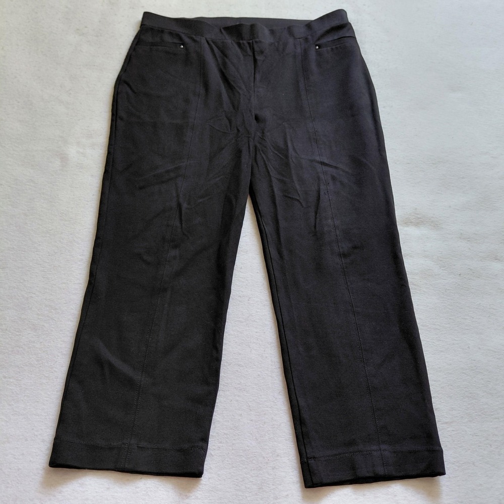 Blue Earth Black Stretch Pull On Pants Womens Large Straight Leg BE90184R1